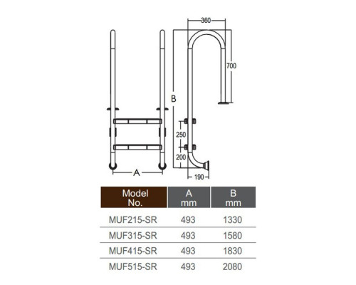 Сходи (Emaux) Muro MUF415-SR (4 сходинки) флянец