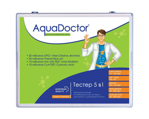 Тестер (AQUADOCTOR) 5 в 1 (таблетований) для вимірювання основних показників води в басейні
